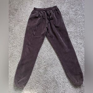 White Fox Cozy Ribbed Jogger Pants in Dark Brown
